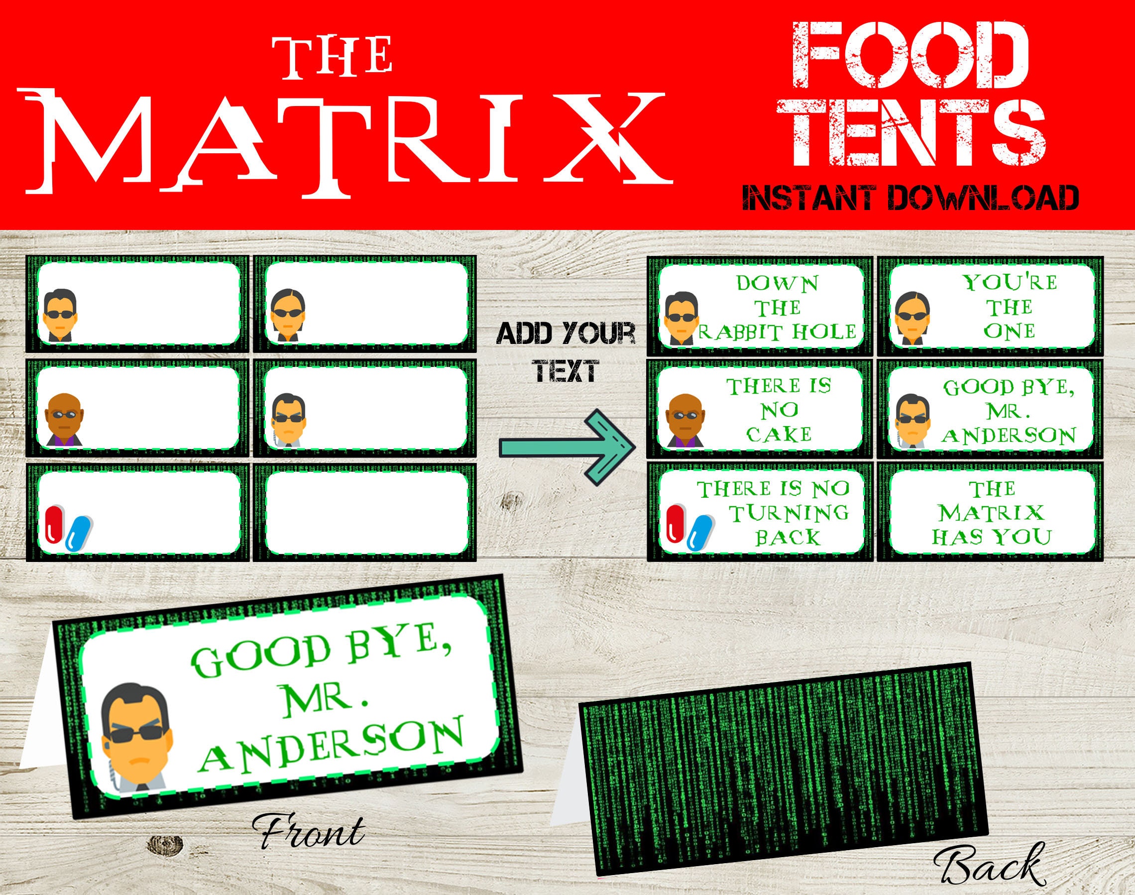 Personalized Matrix Party Themed Backdrop Decor – Hashtag Cutouts