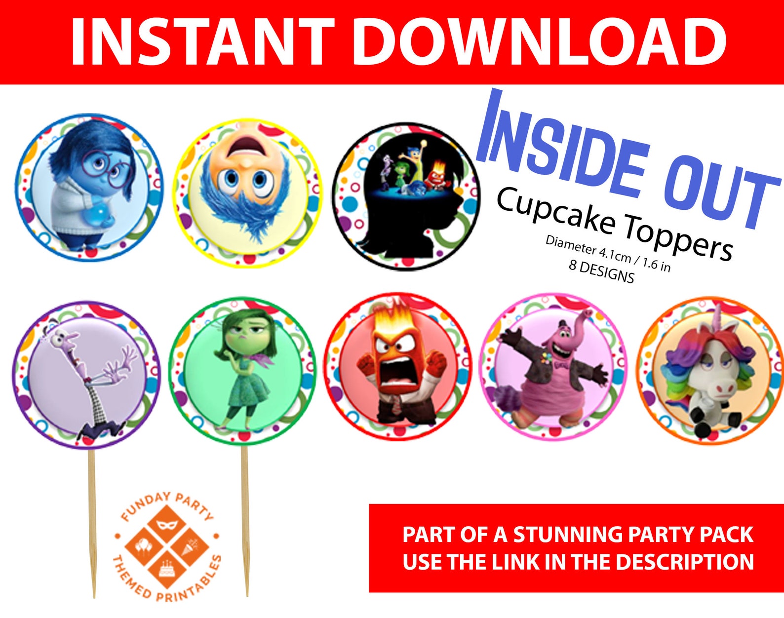 Inside Out Cupcake Toppers Inside Out Party Cupcake Toppers Inside Out