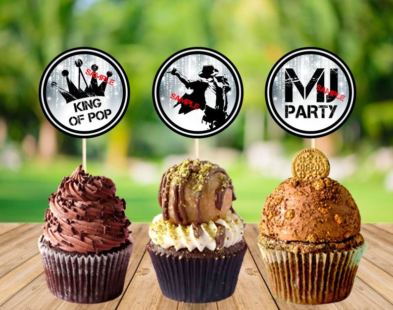 Michael Jackson Party Cupcake Toppers Michael Jackson Themed Etsy UK