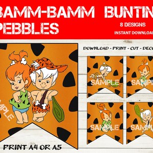Bam-bam &amp; Pebbles Character Banner Printable Pebbles and Bam Bam Baby ...