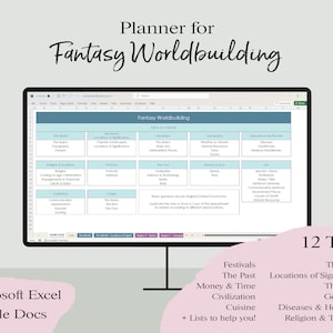 Fantasy Author Excel Template: Worldbuilding