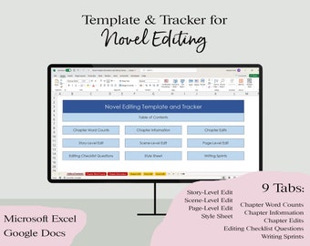 Fantasy Author Excel Template: Novel Editing and Tracker