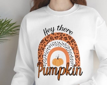 Hey There Pumpkin Unisex Heavy Blend Crewneck Sweatshirt,  Retro Fall Holiday sweatshirt, Vintage Autumn Seasonal Top