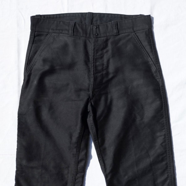 Pantalon de travail français en moleskine noir années 1960