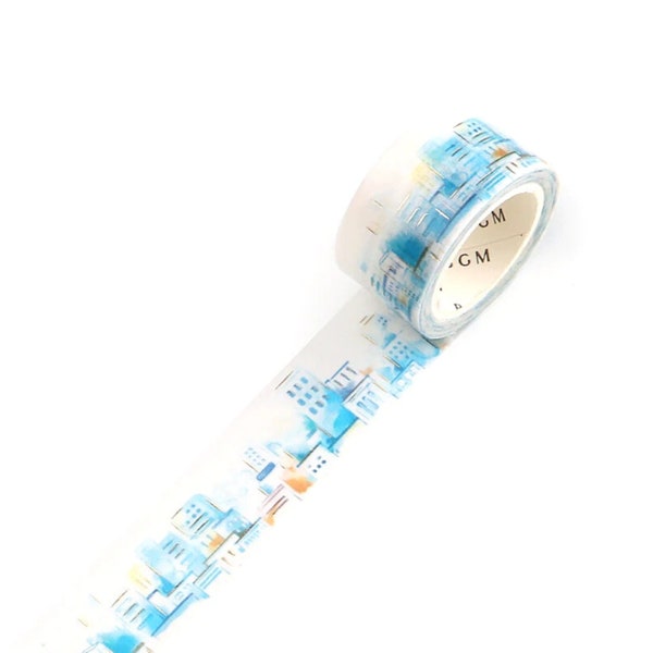 Metropolitan Washi Tape - BGM Washi Tape im Aquarell Stil - 20 mm breites Washi Tape - Journaling, Planung Washi Tape - Dekoratives Klebeband