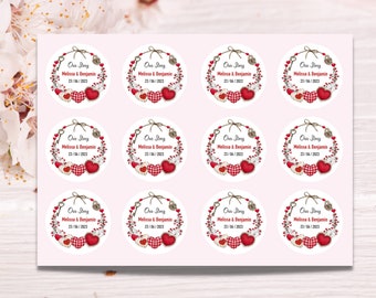 WD5 Personalised Wedding Label Stickers 5cm || Wedding Stickers - Full of Loves Wedding - Love Wedding Stickers - Custom Wedding Stickers