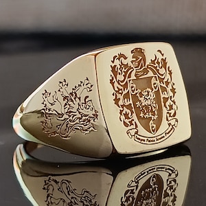 10K Gold, 14K Gold, 18K Gold, Familienwappen Ring- Familienwappen Ring, personalisierter Gold und Siegelring