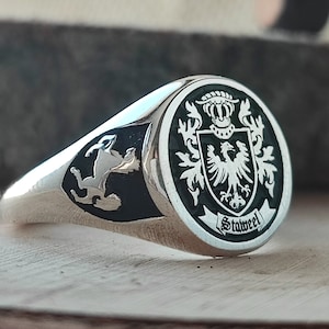 Personalized Jewelry, Solid Gold Coat of Arms Signet Ring, Christmas Gift, Family Crest Rings, Custom Signet Ring, Family Crest Signet Ring,