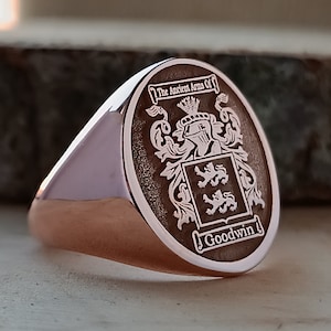 Custom Ring with Personalized Gold and Silver, Family Crest Coat of Arms Custom Ring for Personalized Rings