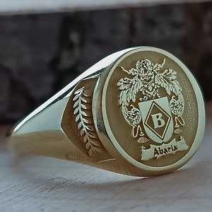 Coat of Arms Ring, Crest Ring, Family Crest Signet Ring Christmas Gift, Family Crest Rings, Custom Signet Ring