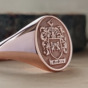 Custom Ring with Personalized Gold and Silver, Family Crest Coat of Arms Custom Ring for Personalized Rings