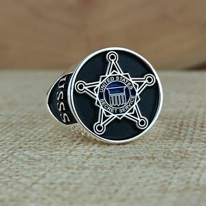 Ring geheime dienst / USSS-badgering / aangepaste federale agent sieraden / zegelring wetshandhaving / handgemaakte US Marshal-ring