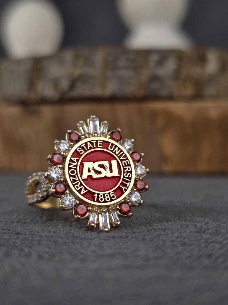 Custom ASU Arizona State University Graduation Ring, Gold Sun Devils ...