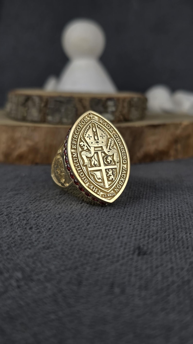 Custom Wade Channing Jackson Bishop Seal Ring, Gold Sigillum Episcorpor ...