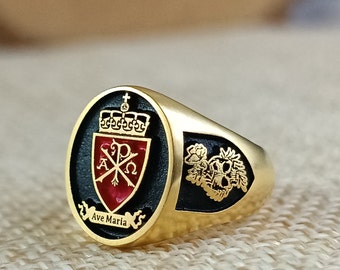 Family Silver Ring, Family Crest Signet Ring,Christmas giftValentine's day gift, Coat of Arms Ring,Crest Rings, Custom Signet Ring