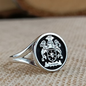 Custom Ring with Personalized Gold and Silver, Family Crest Coat of Arms Custom Ring for Personalized Rings