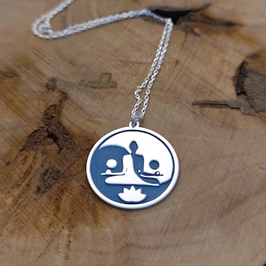 Mystical Amulet Yin Yang Meditation Pendant Necklace , Balance and Harmony - Unique Gift - 925 Sterling Silver
