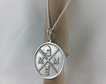 Personalized Memento Mori Pendant,Dainty Amor Fati Jewelry,Skull Coin Pendant,Stoic Silver Necklace,Memento Mori, Silver Neckace