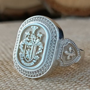 Custom Ring with Personalized Gold and Silver, Family Crest Coat of Arms Custom Ring for Personalized Rings
