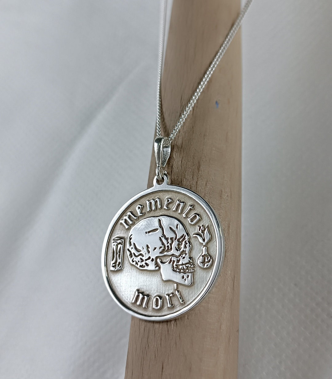 Memento Mori Amor Fati Silver Neckace, Personalized Memento Mori ...