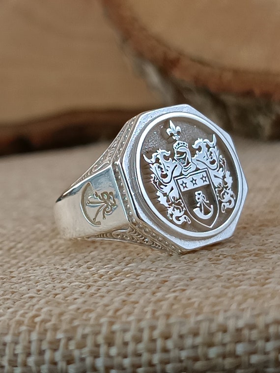 Anillo de sello de plata de ley anillo de sello grabado anillo de sello grabado inicial anillo de sello personalizado anillo de sello de plata anillo de sello inicial Etsy Mexico