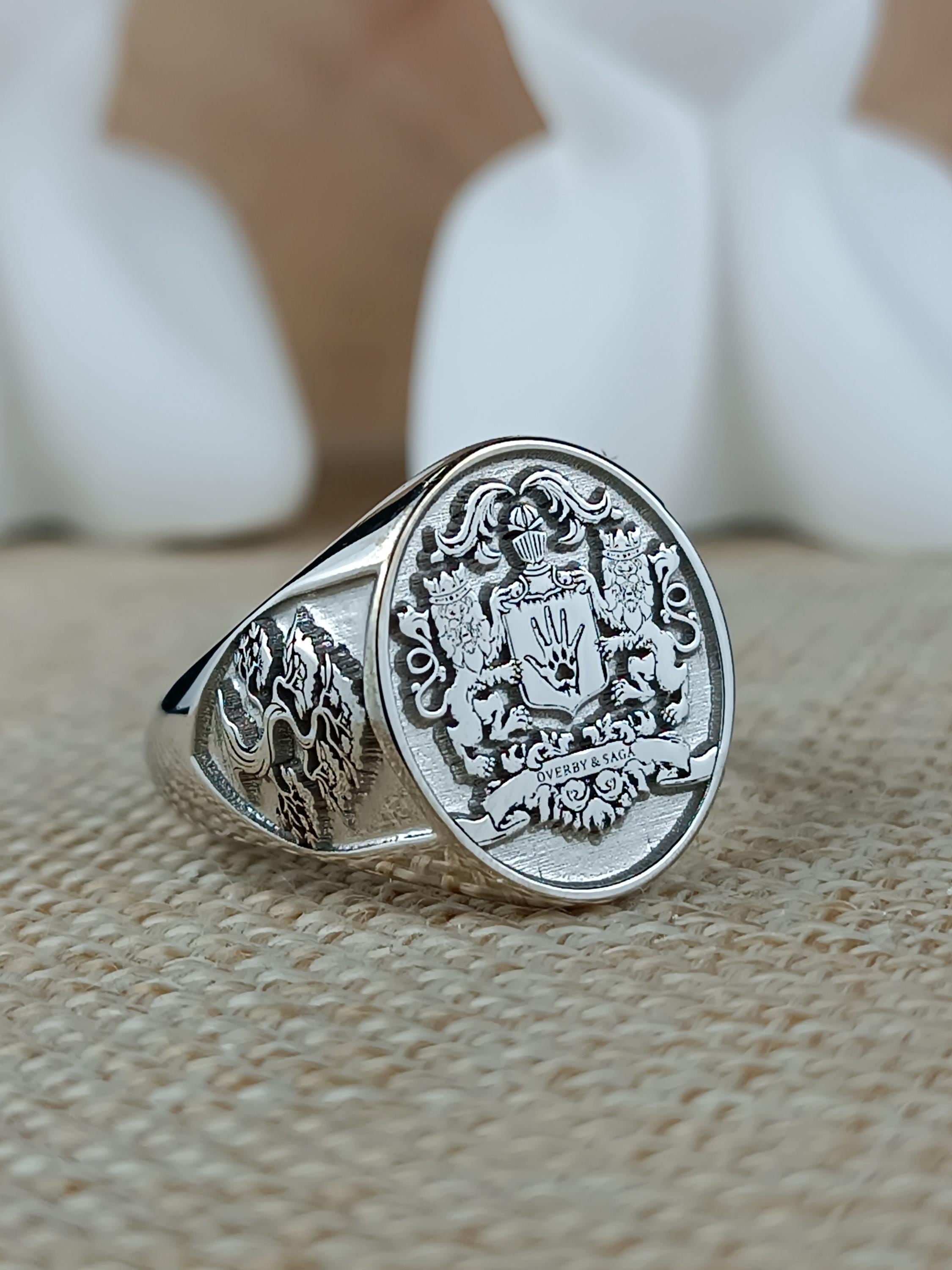 Coat of Arms Ring, Family Crest Rings, Custom Signet Ring, Crest 