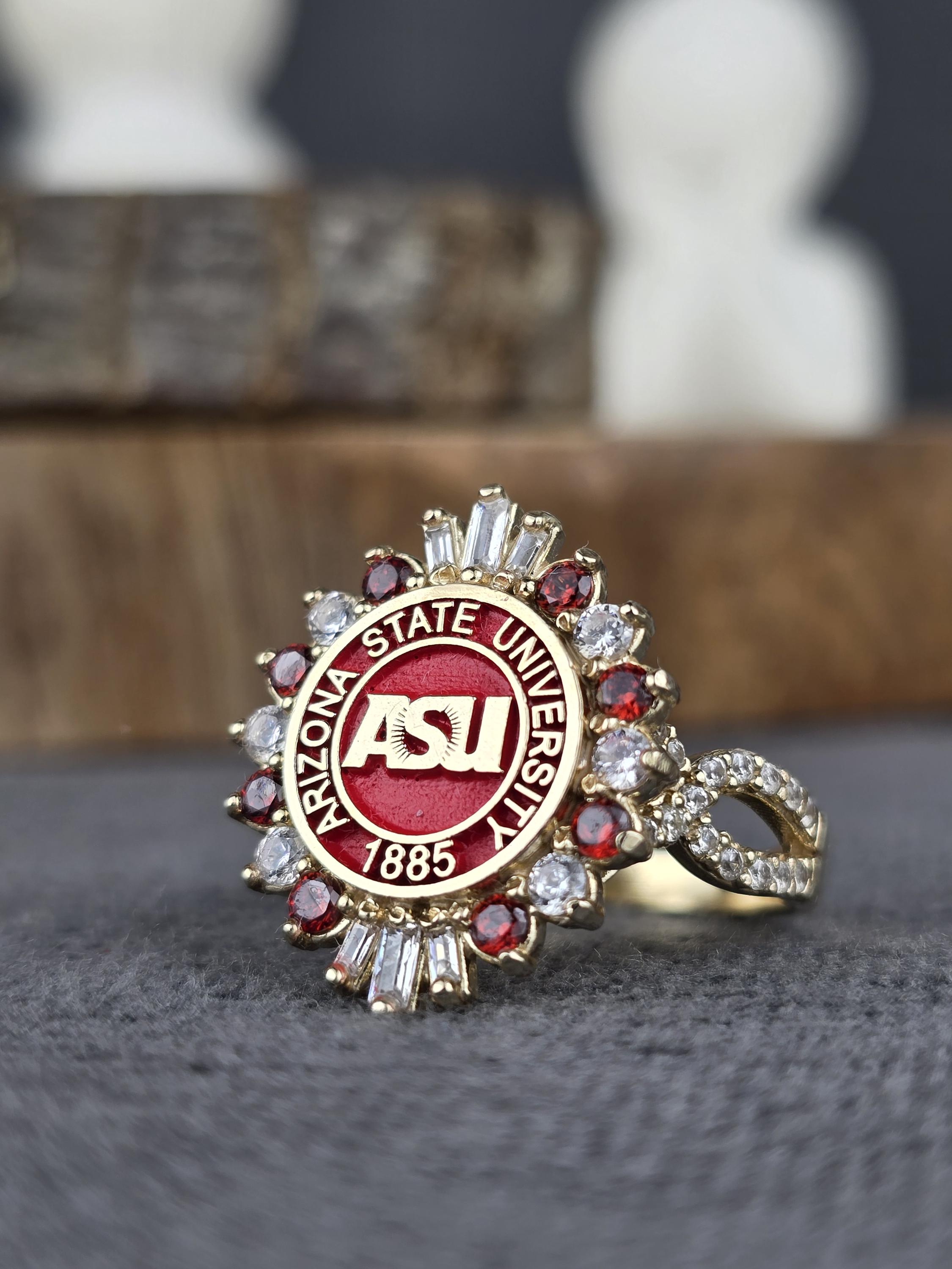 Custom ASU Arizona State University Graduation Ring, Gold Sun Devils ...