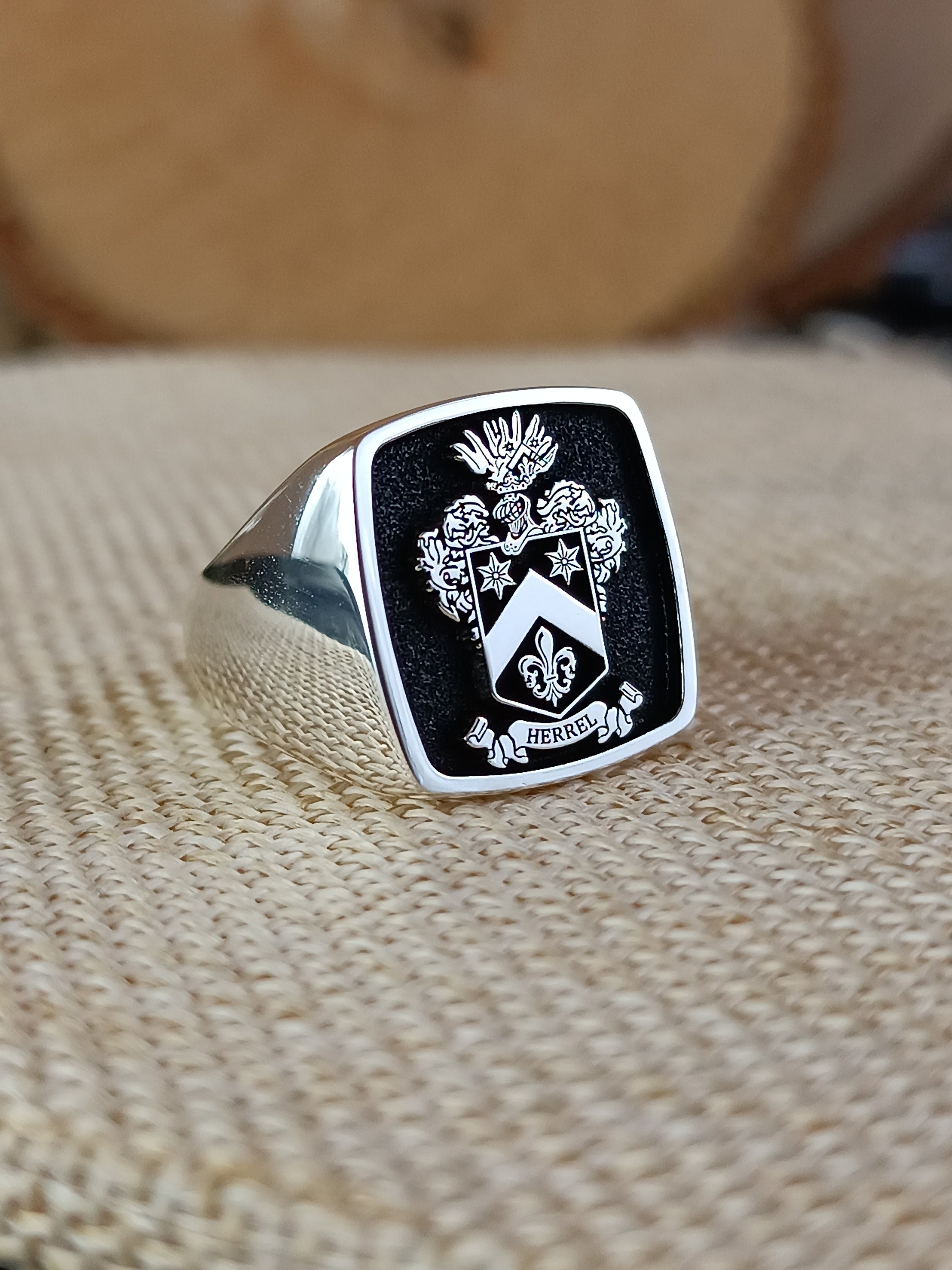 Custom Signet Ring, Crest Ring, Family Crest Signet Ring