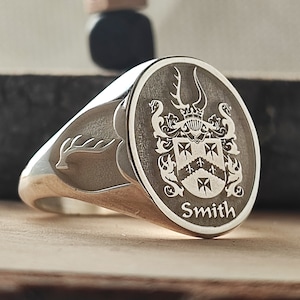 Familiewapen wapenschild aangepaste ring voor gepersonaliseerde ringen, aangepaste ring met gepersonaliseerd goud en zilver