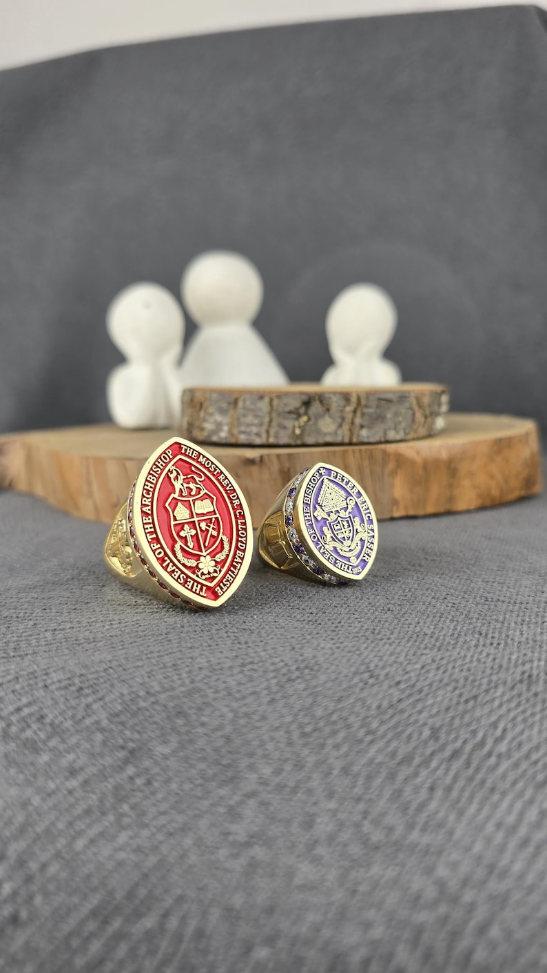 Bespoke Bishop & Archbishop Seal Rings, Custom Clergy Gold Jewelry Set ...