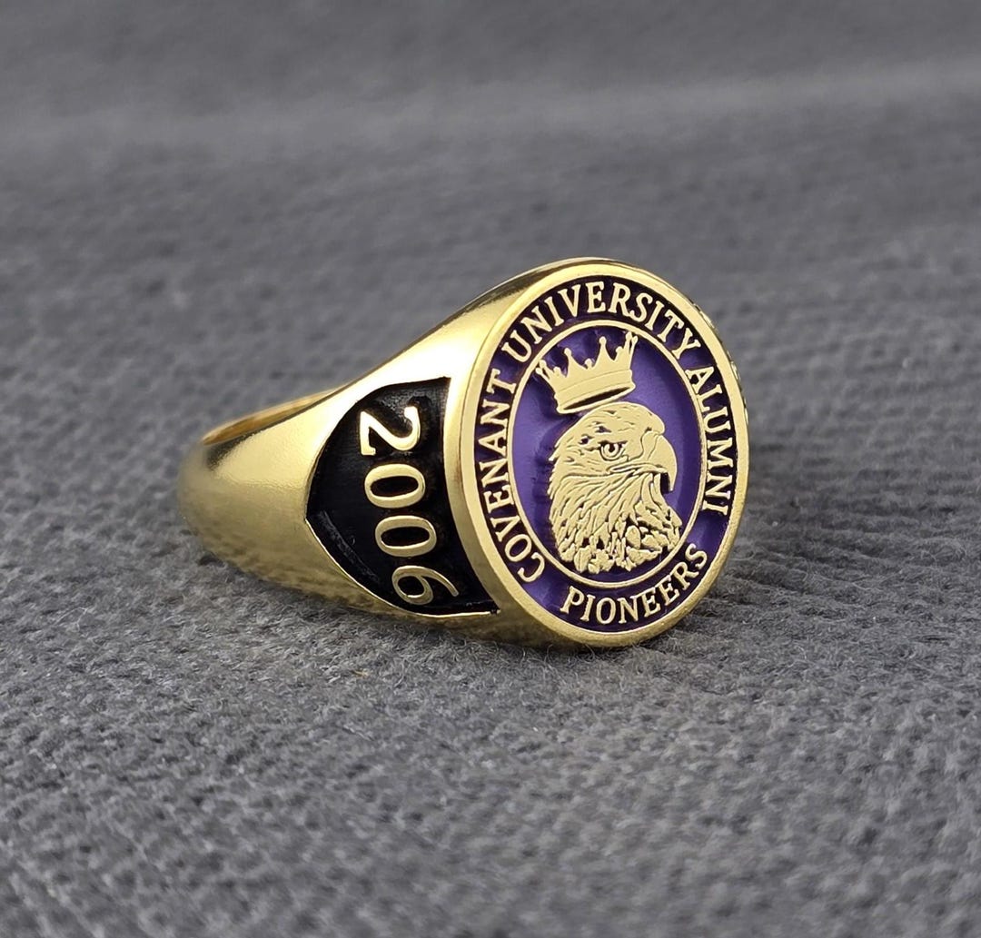 Humber Graduation Rings Custom Gold Plated College Graduation Ring With Eagle Emblem and Year ...