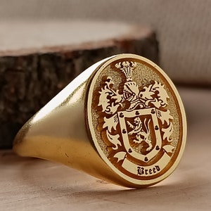 Family Crest Ring Gold Chunky and Dainty Bridesmaid Rings - Etsy