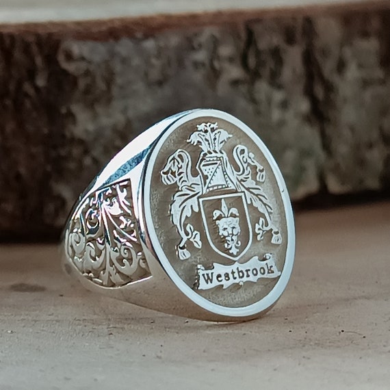 Anillos de escudo familiar anillo de sello personalizado anillo