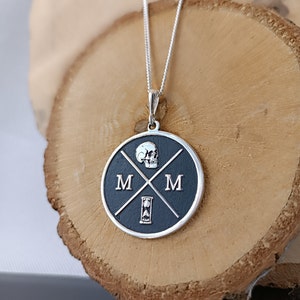 Memento Mori, Silver Neckace, Personalized Memento Mori Pendant,Dainty Amor Fati Jewelry,Skull Coin Pendant,Stoic Silver Necklace