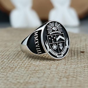 Anillo de escudo de armas, anillos con escudo familiar, anillo de sello personalizado, anillo con escudo, anillo de sello con escudo familiar, regalo de Navidad