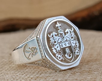 Sterling Silver Signet Ring, Engraved Signet Ring, Initial Engraved Signet Ring, Custom Signet Ring, Silver Signet Ring, Initial Signet Ring