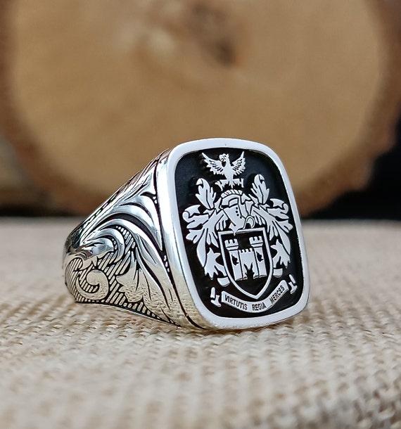 Anillo de sello para hombre con grabado personalizado, anillo