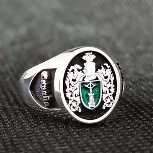 Personalized Jewelry, Solid Gold Coat of Arms Signet Ring, Christmas Gift, Family Crest Rings, Custom Signet Ring, Family Crest Signet Ring