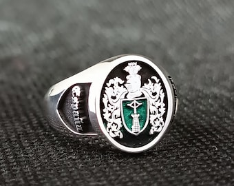 Personalized Jewelry, Solid Gold Coat of Arms Signet Ring, Christmas Gift, Family Crest Rings, Custom Signet Ring, Family Crest Signet Ring