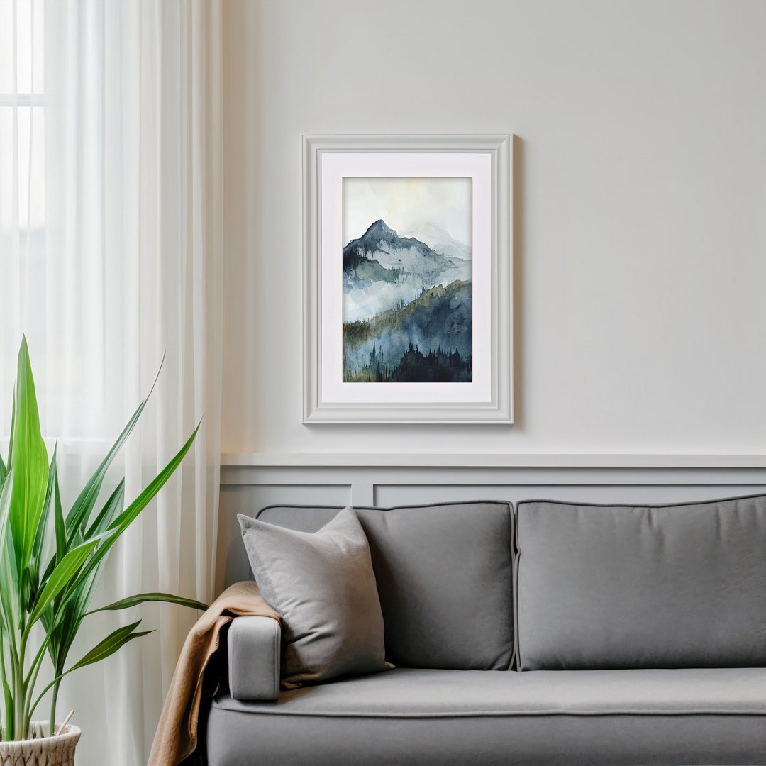 Foggy Mountains Wall Art Set of 3 Prints Mountain Valley Triptych ...