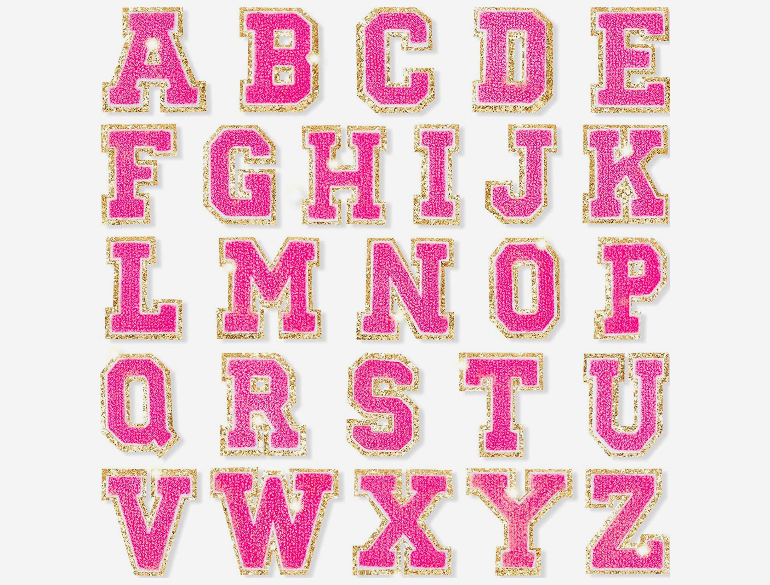 100 Fuchsia Pink Letter Beads RANDOM Mixed Acrylic AB244 