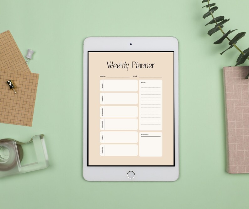 Weekly Planner Printable, Weekly Journal, Daily Planner, Digital ...