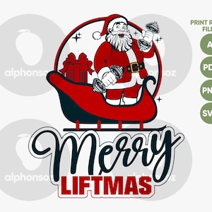 Download Merry Liftmas Shirt Printable Gifts for Fitness Lovers, Digital Download Gifts for Gym Lovers, Gift Ideas for Gym Lovers, Fit Santa