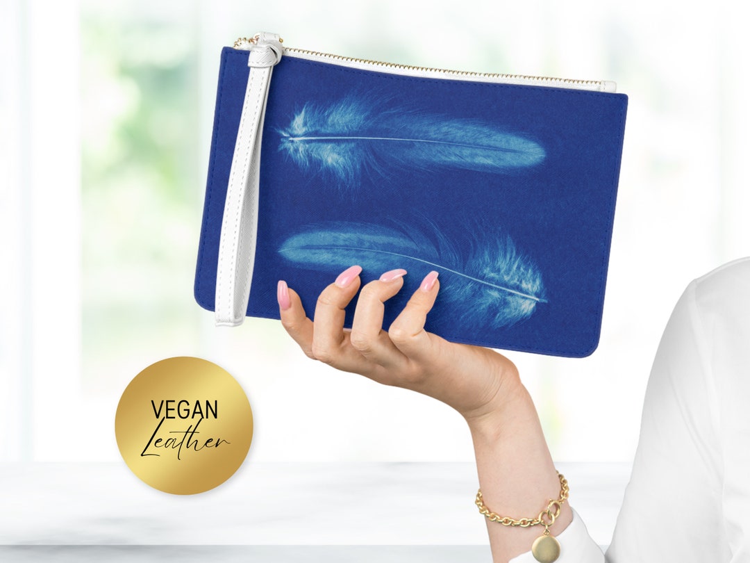 Summer Clutch, Vegan Leather Bags for Women, Cobalt Blue Cyanotype
