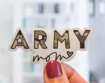 Army Mom Sticker | Sticker for Military Mom, Army Mom Vinyl Sticker, Army Mom Camouflage Print Sticker | Waterproof, Dishwasher-Safe Sticker