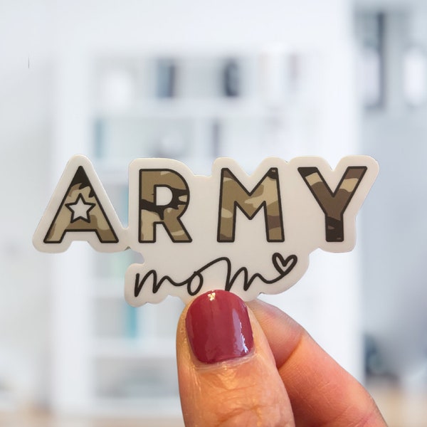 Army Mom Sticker | Sticker for Military Mom, Army Mom Vinyl Sticker, Army Mom Camouflage Print Sticker | Waterproof, Dishwasher-Safe Sticker