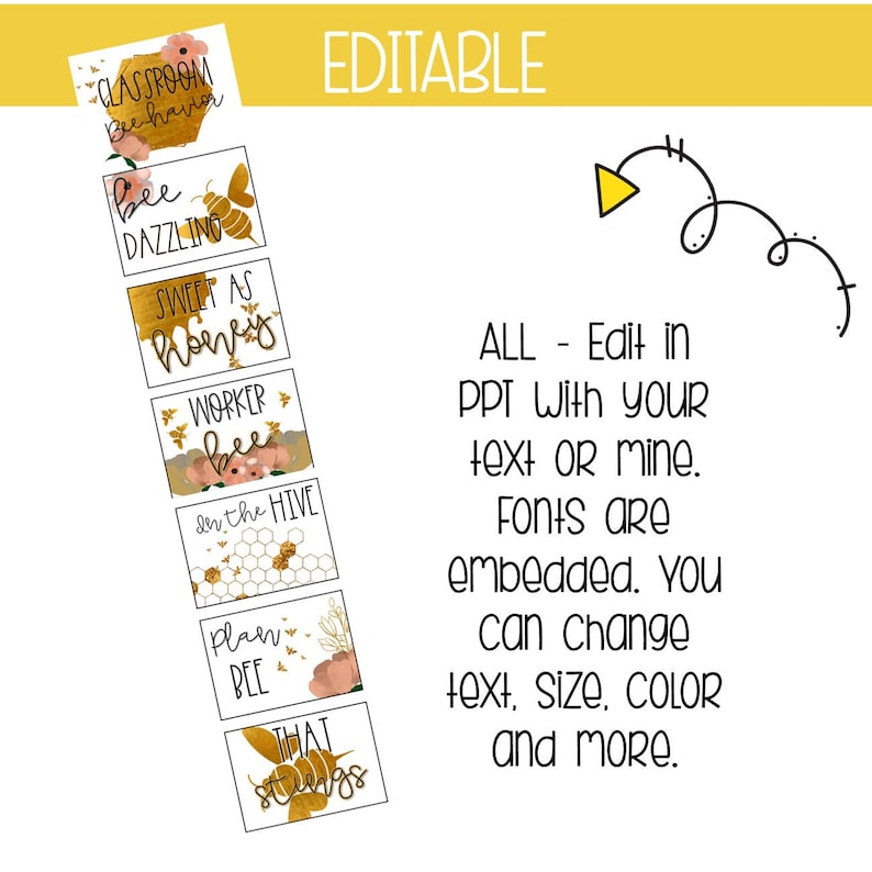 MEGA BOHO Bee Classroom Decor Bundle Editable Bee Decor Etsy