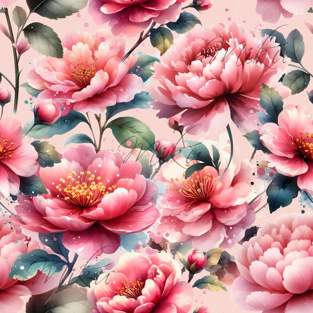 Pink Flowers Seamless Pattern - Etsy