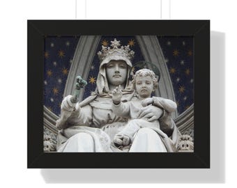 Jungfrau Maria & Kind - Katholische Wandkunst | Religiöses Wohnkultur | Marian Andachtsdruck | Christliches Geschenk
