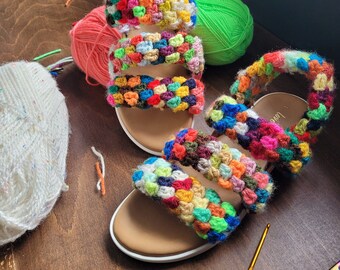 Granny square crochet shoe upcycle pdf pattern